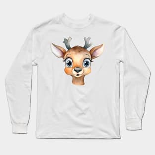 Deer Watercolor Long Sleeve T-Shirt